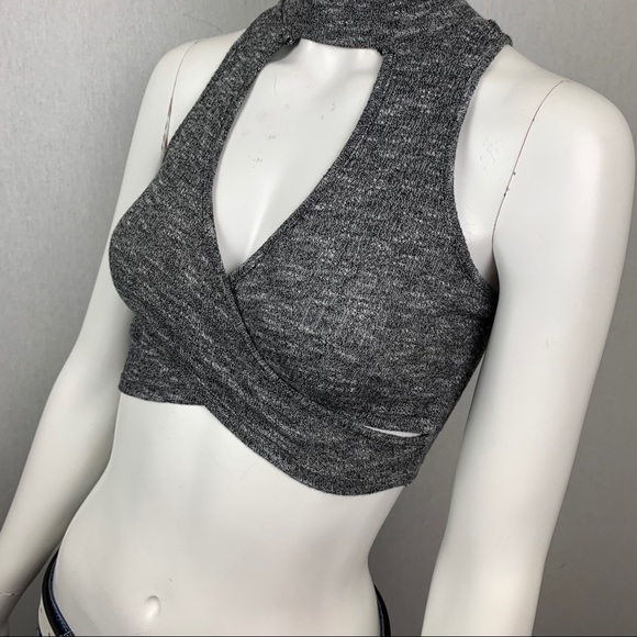 NWT Knit Open Front Crop Busty Racerback Tank Top - Picture 3 of 16